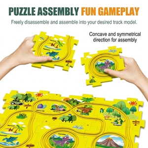 Juguete de Tren <span class=keywords><strong>El</strong></span>éctrico con Temática de Dinosaurios, Océano y Espacio para Niños, Juego de Pistas de Ensamblaje DIY, Vehículo de Juguete con Pista Deslizante - Product Image 4