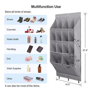 2 in 1 Over the Door <b>Shoe</b> Organizer Clear Hanging <b>Rack</b> Fabric Closet <b>Shoe</b> Organizer Storage Bag with 12+2 Large Pockets Each - Product Image 4