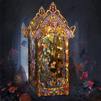 Kit de bricolage en gros pour niche à livres gothique Royal Garden, kit de maison miniature DIY, puzzle 3D, jouets en bois, artisanat DIY, décoration intérieure, cadeau pour adultes