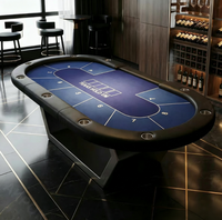 Table de poker ovale personnalisée Texas à vendre, position du croupier incluse, feutre bleu pour salle de jeux, club, hôtel