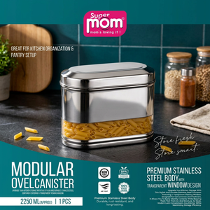 Anax Stainless Steel Food Storage <b>Canister</b> Container Cylinder Airtight Moisture Proof Kitchen Freshness Lids 2250 ML - Product Image 2