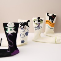 Calcetines de Algodón con Orejas 3D de Dibujos Animados para Mujer, Calcetines con Ilustración Original de Gato, Calcetines Casuales de Estilo Kawaii, Venta al Por Mayor Personalizada OEM