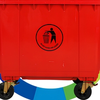 Poubelle en plastique anti-vandalisme Preface 660L en HDPE, conteneur de rue avec paroi renforcée pour utilisation dans les installations publiques urbaines