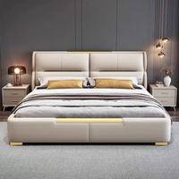 Cadre de lit double King-Size en cuir et bois, moderne, luxueux, écologique, durable, réglable et inclinable, pour chambre à coucher