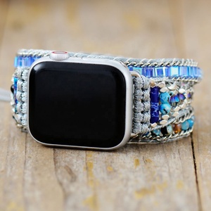 2025 correa de reloj de cristal azul hecha a mano de lujo pulsera ajustable correa de joyería para mujer para <span class=keywords><strong>Apple</strong></span> Watch Garmin - Product Image 4