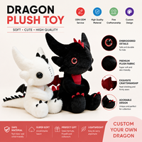 Peluche Dragon Sans Dents Mignonne de Haute Qualité, Jouet en Peluche Dragon Noir et Blanc Kawaii, Logo Personnalisé OEM ODM, Cadeau pour Enfants
