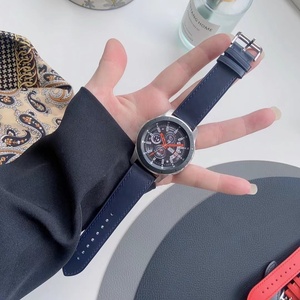 Correa de reloj de piel de becerro de 22 mm para Samsung Galaxy <span class=keywords><strong>Watch</strong></span> 4 <span class=keywords><strong>5</strong></span>, correas de reloj Single Tour para <span class=keywords><strong>Gear</strong></span> S3 con pasador de liberación rápida - Product Image 6