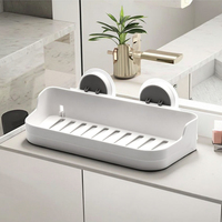 Panier de rangement mural moderne et durable en plastique ABS Organisateur Porte-ventouses sous vide pour salle de bain Coin douche Caddy