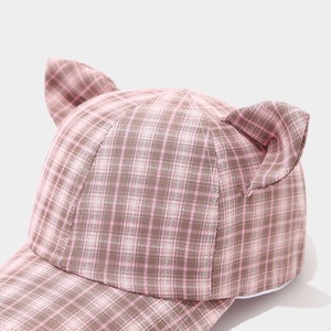 Nouvelle Arrivée Casquette de Baseball à Oreilles de Chat à Carreaux pour Femmes, Mode Extérieure, Décontractée, Usage Quotidien et Protection Solaire - Product Image 3