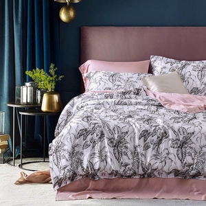 Bộ ga trải giường 100% <span class=keywords><strong>cotton</strong></span> in họa tiết lá, chất liệu satin 300TC, bán buôn, bộ vỏ chăn, bộ ga trải giường đạt chuẩn Oekotex - Product Image 4