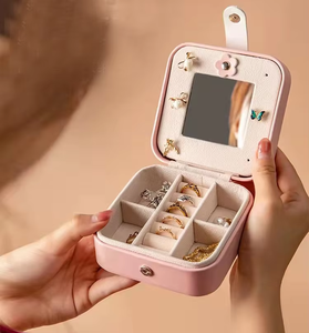 MKW-7126 2 lớp vuông tinh tế trang điểm hộp xách tay từ Clip lưu trữ đồ trang sức hộp bông tai vòng cổ vòng đeo tay lưu trữ trường hợp - Product Image 3