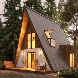 บ้านขนาดเล็กในเมือง A-Frame ช่วยประหยัดพลังงานสีดำมีสไตล์วิลล่าเป็นเหล็กในห้องนั่งเล่นห้องนอนห้องครัวสีเขียว - Product Image 3