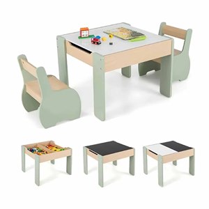 Ensemble table et chaises en bois pour enfants - Table d'activités multifonctionnelle - Convient aux maternelles et aux foyers - Product Image 4