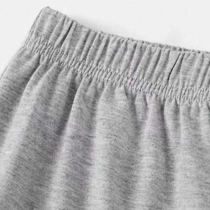 Ensemble décontracté pour filles adolescentes tendance : haut court gris à manches longues et pantalon large à taille élastique - Product Image 3