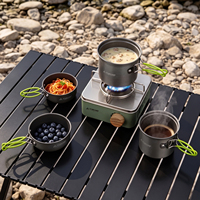 STARCAMP Set Peralatan Masak Outdoor Aluminium 4-in-1 untuk 2-3 Orang, Perlengkapan Piknik & Berkemah dengan Panci & Wajan