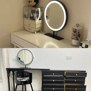 กระจกแต่งหน้าเครื่องสำอางพร้อมไฟ LED กระจกแต่งหน้าหลากสีหรี่แสงได้แบบตั้งโต๊ะพร้อมกระจก10x จุดกระจกแต่งหน้า - Product Image 5