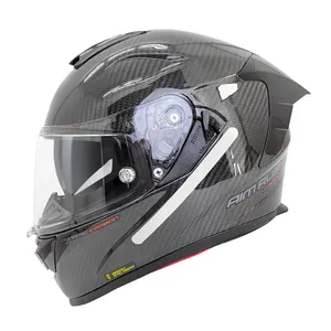 Helm sepeda motor wajah tertutup penuh serat karbon tahan korosi berkendara keamanan perkotaan kualitas tinggi