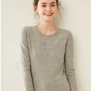 100% Wolle Pullover Rundhals ausschnitt Frauen Langarm gestrickt tragen Basis Stil