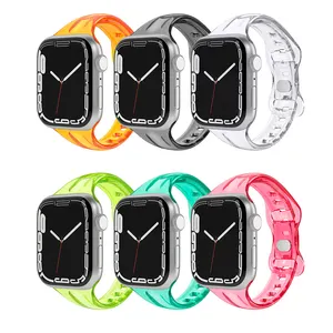 Jelly Petite Taille Bracelet Papillon Boucle TPU Bracelet De Montre Transparent Bracelet De Montre Pour Apple Smart Watch Série 8 7 6