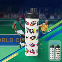 Fußball-Fanzone Tragbare 700ml Sport-Magie Aluminium-Wasserflasche mit Farbwechsel und Strohhalm