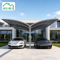 HESIWEI Abri de voiture extérieur en aluminium et polycarbonate de qualité, auvent papillon robuste et résistant, style simple, garage pour voiture