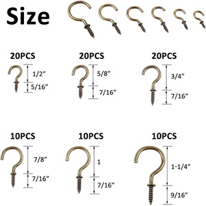 Baiguluo Eye Slip Hook 90pcs Brass Polished Hook Screw For Ceiling Wood Wall - Product Image 5