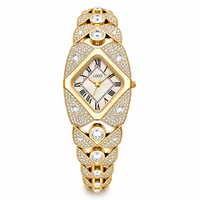 Reloj de Cuarzo para Mujer con Incrustaciones de Diamantes, Pedrería Directa, Estilo del Sudeste Asiático Ecológico, Caja de Aleación de Zinc, Forma de Rombo