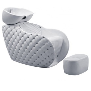 Fauteuil de lavage noir avec cuvettes en céramique et lit de lavage - Product Image 6