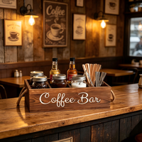 Organisateur de station à café avec petits séparateurs amovibles, rangement en bois pour accessoires de bar à café, panier porte-capsules Kcup
