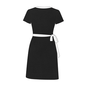 Personalizar el verano de manga corta de seda de hielo Vestido de punto elegancia con <span class=keywords><strong>cuello</strong></span> en V <span class=keywords><strong>cuello</strong></span> <span class=keywords><strong>marinero</strong></span> mujeres A-Line celebridad Falda de punto suéter - Product Image 4
