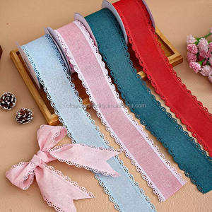 <span class=keywords><strong>Ruban</strong></span> en lin uni rose <span class=keywords><strong>et</strong></span> <span class=keywords><strong>blanc</strong></span> fait main <span class=keywords><strong>de</strong></span> 2,5 pouces avec bord festonné pour emballage cadeau - Product Image 6