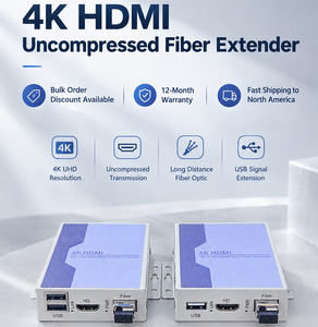 Extenseur de Fibre Optique 4K Non Compressé avec KVM USB SC Monofibre 20KM – Convertisseur Vidéo Audio Optique sur Fibre - Product Image 1