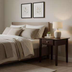 Comodino Rochester Shaker con un cassetto, design in pannelli di legno, mobili moderni per camera da letto - Product Image 2