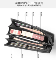 Dompet Pria Korea Vintage PU Kapasitas Besar Tahan Air Resleting Hitam Tas Selempang Genggam
