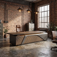 Bureau de direction de luxe durable et écologique avec texture 3D, finition Taiho haute brillance, dureté 3H, charge sans fil, pour PDG et dirigeants