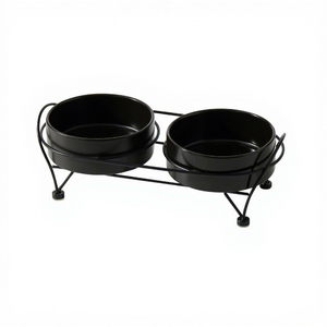 Mangeoire surélevée en métal noir <span class=keywords><strong>pour</strong></span> chat, bol simple en céramique mate, ergonomique et antidérapant <span class=keywords><strong>pour</strong></span> chatons d'intérieur - Product Image 3