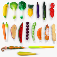 Stylos à bille adorables en forme de fruits et légumes de dessin animé artificiels avec autocollant aimanté pour réfrigérateur