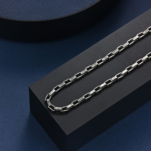 <b>Titanium</b> Steel Necklace Long Box <b>Chain</b> Geometric Design Men's Fashion Accessory - Product Image 3