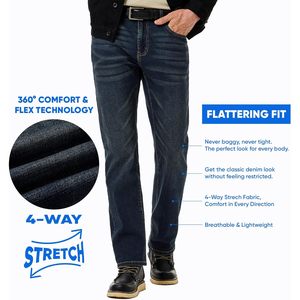Pantalones Vaqueros de Pierna Recta para Hombre FOXA, Corte Regular, Mezclilla Elástica de Peso Medio, con 5 Bolsillos, Ropa Casual - Product Image 4