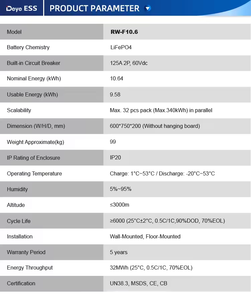 Deye Home Energie speicher batterie RW-F10.6 Wand-LFP-Batterie 51,2 V Power Wall - Product Image 5