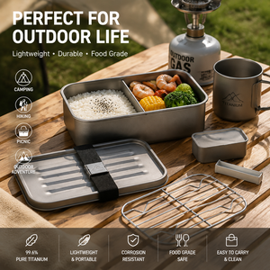 Food Container With Lid Pure Titanium 900ml Portable Outdoor Food <b>Storage</b> Container <b>Camping</b> Meal <b>Box</b> Food Grade Container OEM - Product Image 4