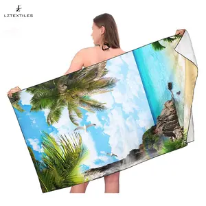 Séchage rapide sans sable transfert de chaleur impression microfibre daim piscine été vente en gros Sublimation microfibre serviette de plage