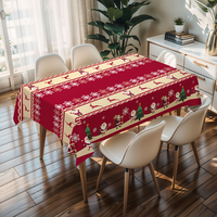 Nappe rectangulaire tissée rouge RNPT à motif floral, imperméable, anti-taches, design moderne, inodore, pour dîner en famille, Noël
