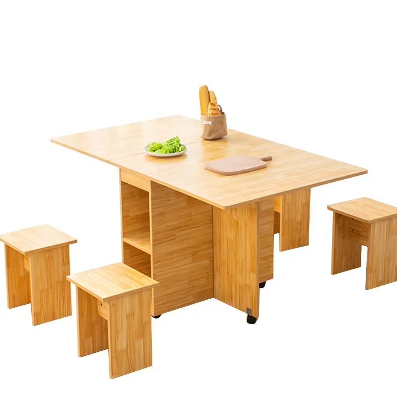 आधुनिक क्रिएटिव रिमूवेबल फोल्डिंग डाइनिंग टेबल बहुमुखी विस्तार योग्य किचन टेबल 6 व्हील 2 स्टोरेज रैक जगह बचाने वाला डिनर