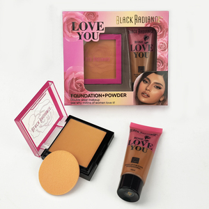 Kit 2 in 1 per il Trucco del Viso: Polvere Compatta Opacizzante e Fondotinta per Pelli Scure - Product Image 4