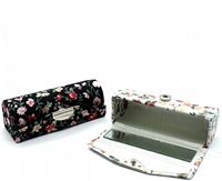 Trousse de Maquillage et de Voyage Florale pour Femmes avec Miroir et Porte-Rouge à Lèvres