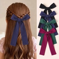 Noeud de cheveux en lin pour bébé fille, noeud de cheveux pour enfants, noeud à longue queue fait à la main