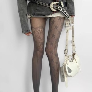 Gray Hollowed Out Lace Pantyhose Ultra Thin 0D Sheer Fishnet Tights For Women Summer Spring Autumn - Product Image 2