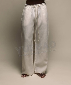 Elementi essenziali personalizzati da salotto coreano in cotone lungo largo svasato a gamba larga oversize <span class=keywords><strong>pantaloni</strong></span> Casual larghi da uomo - Product Image 2