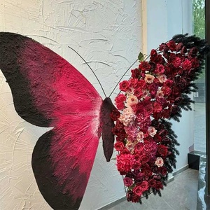 Muwei <span class=keywords><strong>Cadre</strong></span> de toile de fond <span class=keywords><strong>en</strong></span> <span class=keywords><strong>fer</strong></span> <span class=keywords><strong>en</strong></span> forme de papillon pour mariage, panneau de fond à fleurs artificielles, mur de scène pour événements, détachable - Product Image 2